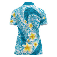 Plumeria Polynesian Sky Blue Glitter Pattern Women Polo Shirt LT01 - Polynesian Pride