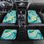 Plumeria Polynesian Teal Glitter Pattern Car Mats