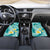 Plumeria Polynesian Teal Glitter Pattern Car Mats