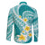 Plumeria Polynesian Teal Glitter Pattern Family Matching Long Sleeve Bodycon Dress and Hawaiian Shirt