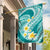 Plumeria Polynesian Teal Glitter Pattern Garden Flag