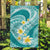 Plumeria Polynesian Teal Glitter Pattern Garden Flag