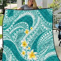 Plumeria Polynesian Teal Glitter Pattern Quilt LT01 Teal - Polynesian Pride