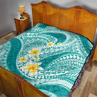 Plumeria Polynesian Teal Glitter Pattern Quilt LT01 - Polynesian Pride