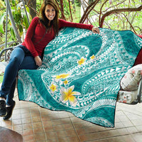 Plumeria Polynesian Teal Glitter Pattern Quilt LT01 - Polynesian Pride