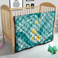 Plumeria Polynesian Teal Glitter Pattern Quilt LT01 - Polynesian Pride