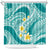 Plumeria Polynesian Teal Glitter Pattern Shower Curtain