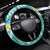 Plumeria Polynesian Teal Glitter Pattern Steering Wheel Cover