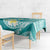 Plumeria Polynesian Teal Glitter Pattern Tablecloth