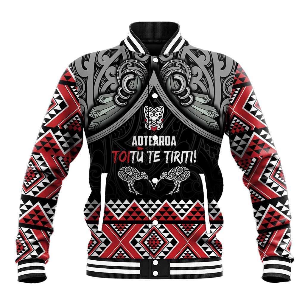Aotearoa Toitu Te Tiriti Waitangi Baseball Jacket Proud To Be Maori LT01 Unisex Black - Polynesian Pride