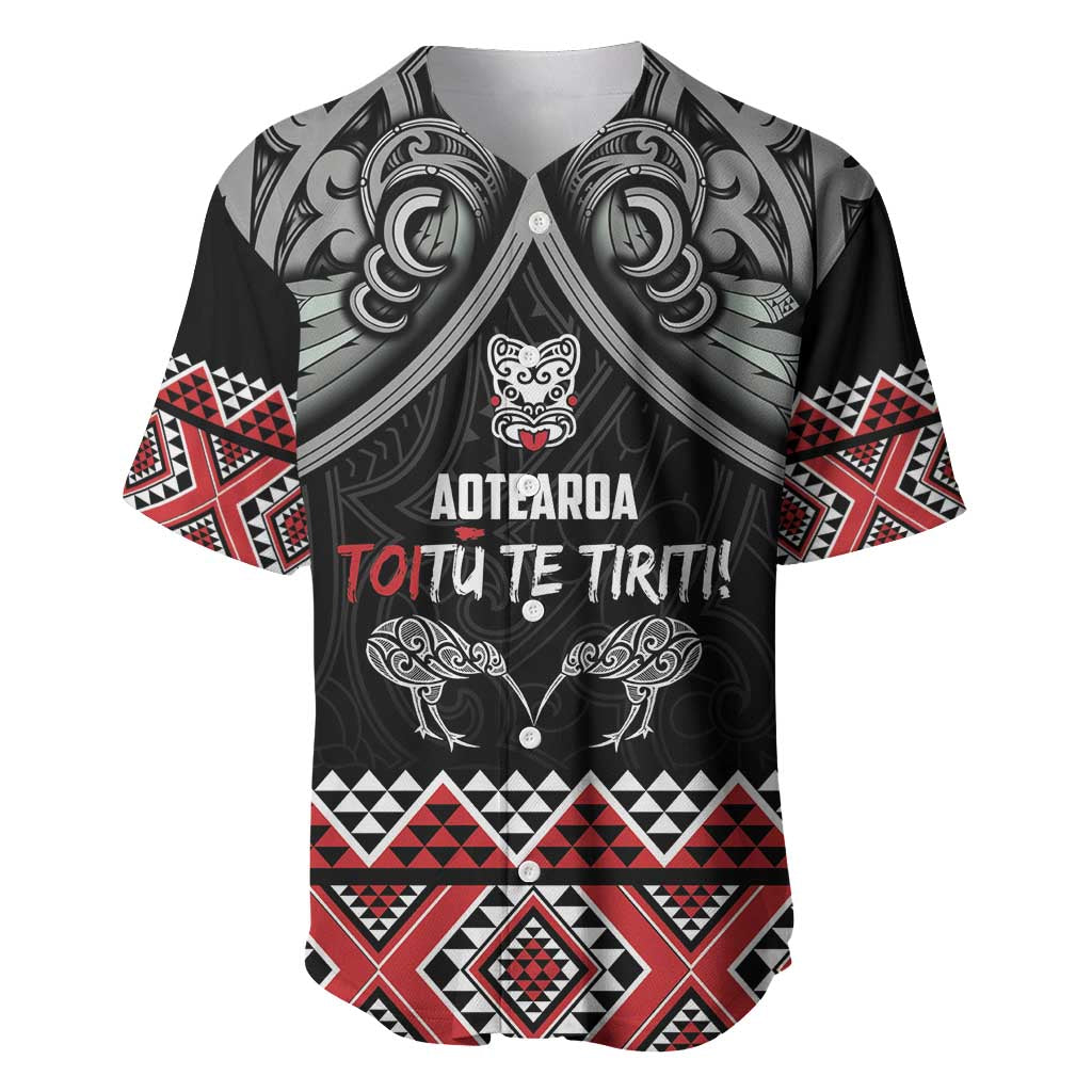 Aotearoa Toitu Te Tiriti Waitangi Baseball Jersey Proud To Be Maori LT01 Black - Polynesian Pride