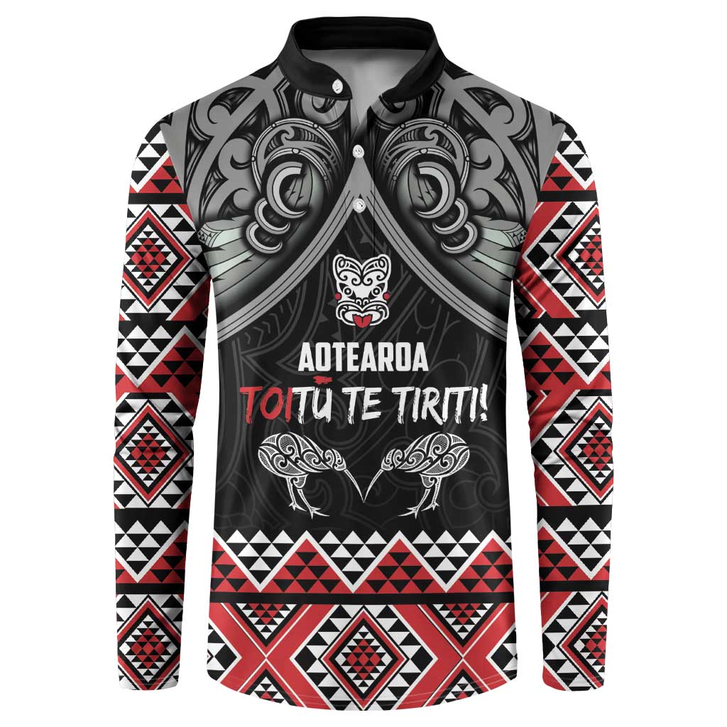 Aotearoa Toitu Te Tiriti Waitangi Button Sweatshirt Proud To Be Maori LT01 Black - Polynesian Pride