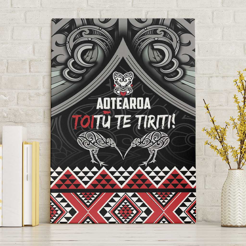 Aotearoa Toitu Te Tiriti Waitangi Canvas Wall Art Proud To Be Maori LT01 Without Frame Black - Polynesian Pride