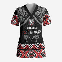 Aotearoa Toitu Te Tiriti Waitangi Scrub Top Proud To Be Maori LT01 Adult Black - Polynesian Pride
