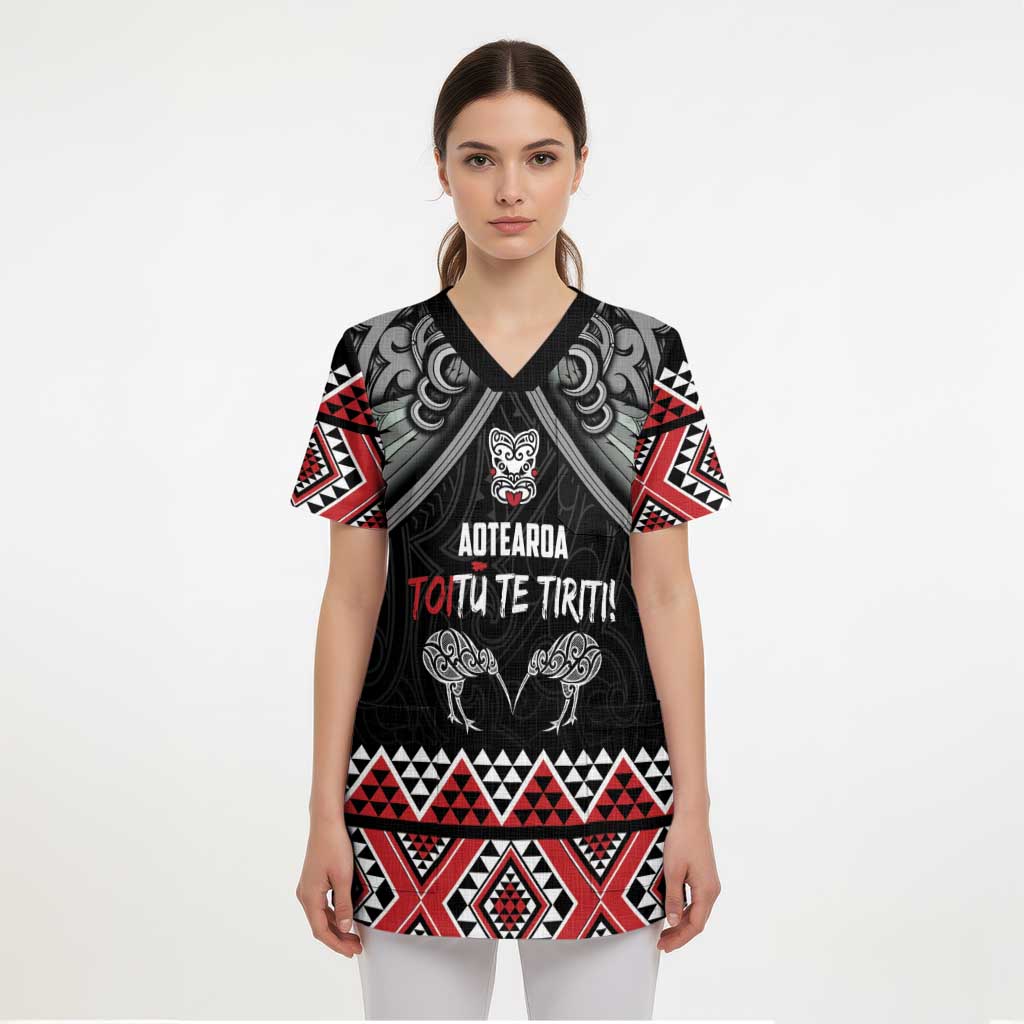 Aotearoa Toitu Te Tiriti Waitangi Scrub Top Proud To Be Maori LT01 - Polynesian Pride