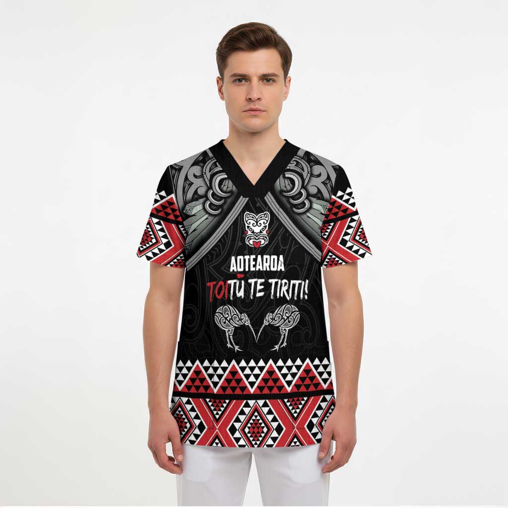 Aotearoa Toitu Te Tiriti Waitangi Scrub Top Proud To Be Maori LT01 - Polynesian Pride