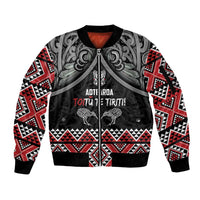 Aotearoa Toitu Te Tiriti Waitangi Sleeve Zip Bomber Jacket Proud To Be Maori LT01 Unisex Black - Polynesian Pride
