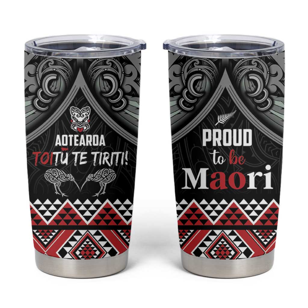 Aotearoa Toitu Te Tiriti Waitangi Tumbler Cup Proud To Be Maori LT01 Black - Polynesian Pride