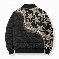 Beige Polynesian Starfish Unique Pattern Bomber Puffer Jacket LT01 - Polynesian Pride