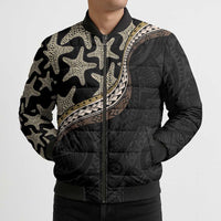 Beige Polynesian Starfish Unique Pattern Bomber Puffer Jacket LT01 - Polynesian Pride