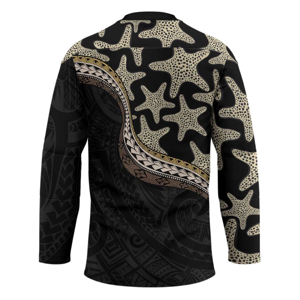 Beige Polynesian Starfish Unique Pattern Hockey Jersey LT01 - Polynesian Pride