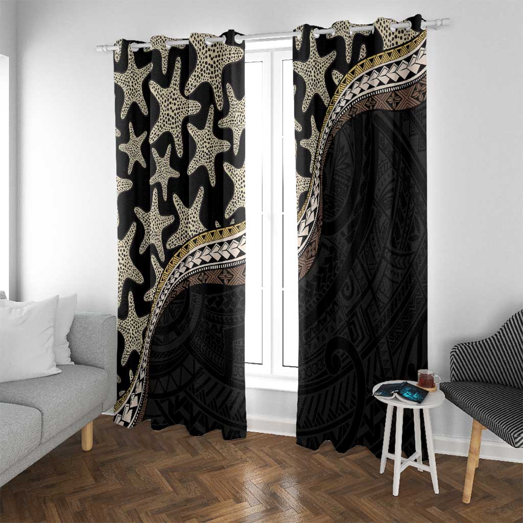 Beige Polynesian Starfish Unique Pattern Window Curtain LT01 With Grommets Beige - Polynesian Pride