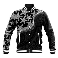 Monotone Polynesian Starfish Unique Pattern Baseball Jacket LT01 Unisex Black - Polynesian Pride