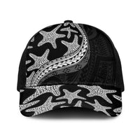 Monotone Polynesian Starfish Unique Pattern Baseball Net Cap LT01 One Size Black Black - Polynesian Pride
