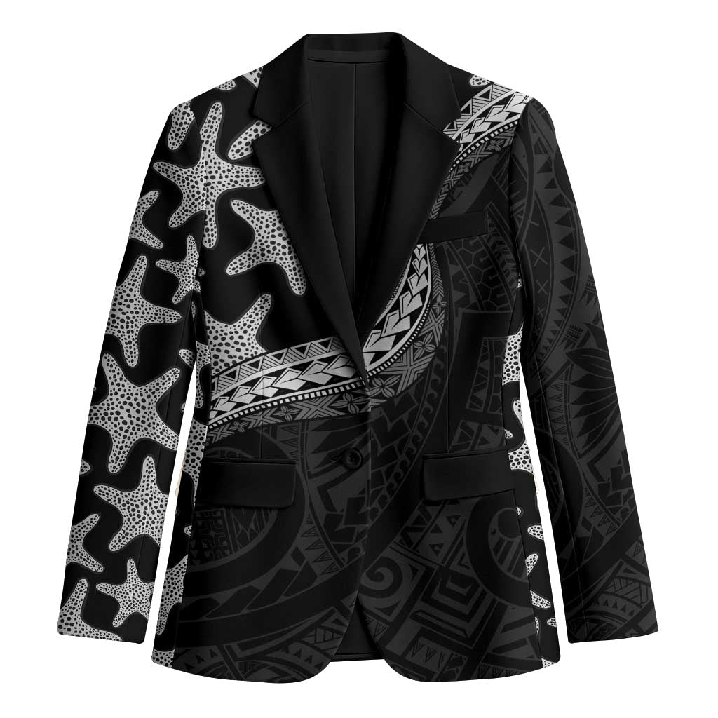 Monotone Polynesian Starfish Unique Pattern Blazer LT01 Unisex Black - Polynesian Pride