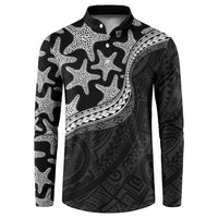 Monotone Polynesian Starfish Unique Pattern Button Sweatshirt LT01 Black - Polynesian Pride