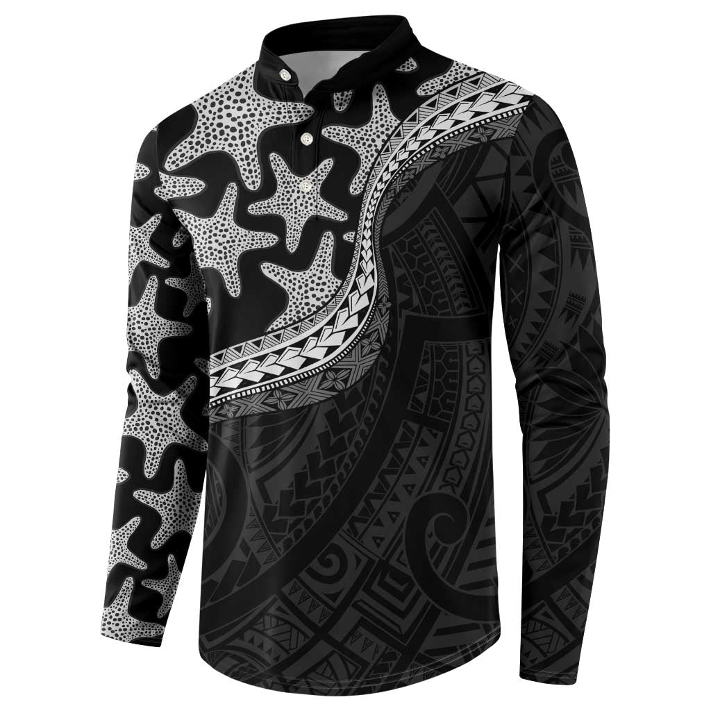 Monotone Polynesian Starfish Unique Pattern Button Sweatshirt LT01 - Polynesian Pride