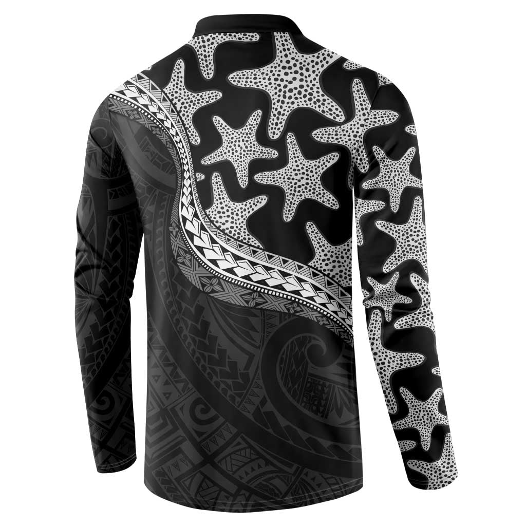 Monotone Polynesian Starfish Unique Pattern Button Sweatshirt LT01 - Polynesian Pride