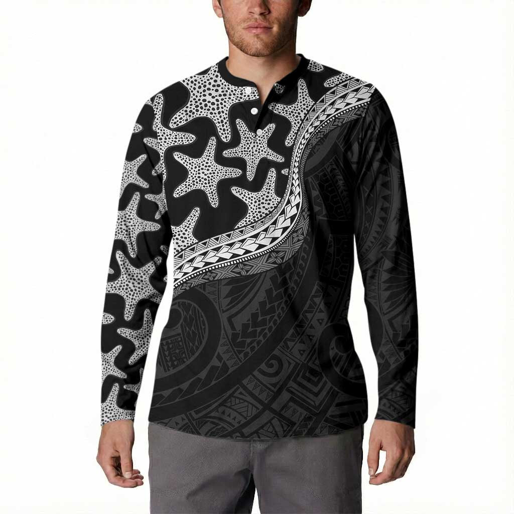 Monotone Polynesian Starfish Unique Pattern Button Sweatshirt LT01 - Polynesian Pride