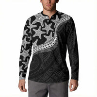 Monotone Polynesian Starfish Unique Pattern Button Sweatshirt LT01 - Polynesian Pride