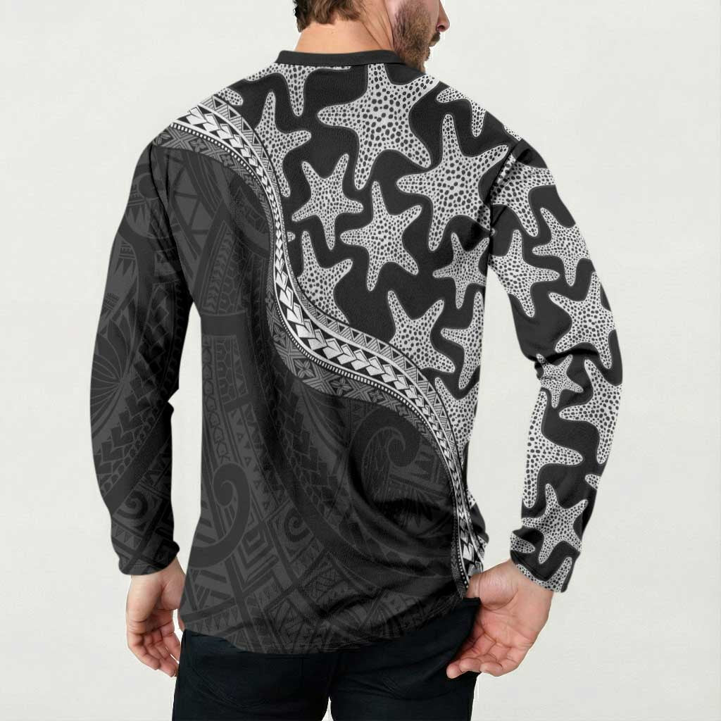 Monotone Polynesian Starfish Unique Pattern Button Sweatshirt LT01 - Polynesian Pride