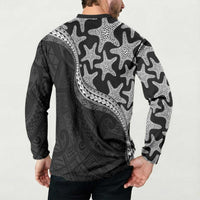 Monotone Polynesian Starfish Unique Pattern Button Sweatshirt LT01 - Polynesian Pride