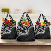 Monotone Polynesian Starfish Unique Pattern Grocery Bag LT01 3-pack One Size Black - Polynesian Pride