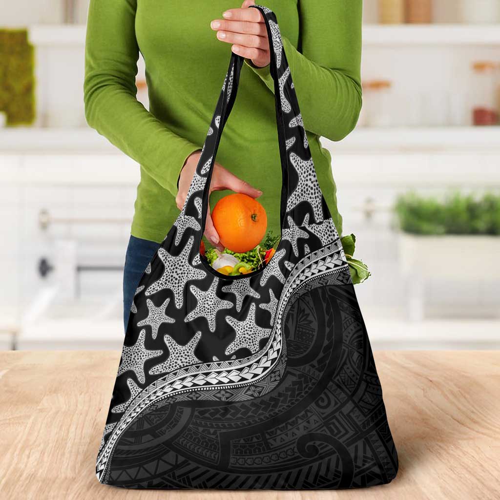 Monotone Polynesian Starfish Unique Pattern Grocery Bag LT01 - Polynesian Pride