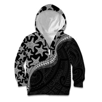 Monotone Polynesian Starfish Unique Pattern Kid Hoodie LT01 Zip Hoodie Black - Polynesian Pride