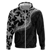 Monotone Polynesian Starfish Unique Pattern Zip Hoodie LT01 Zip Hoodie Black - Polynesian Pride