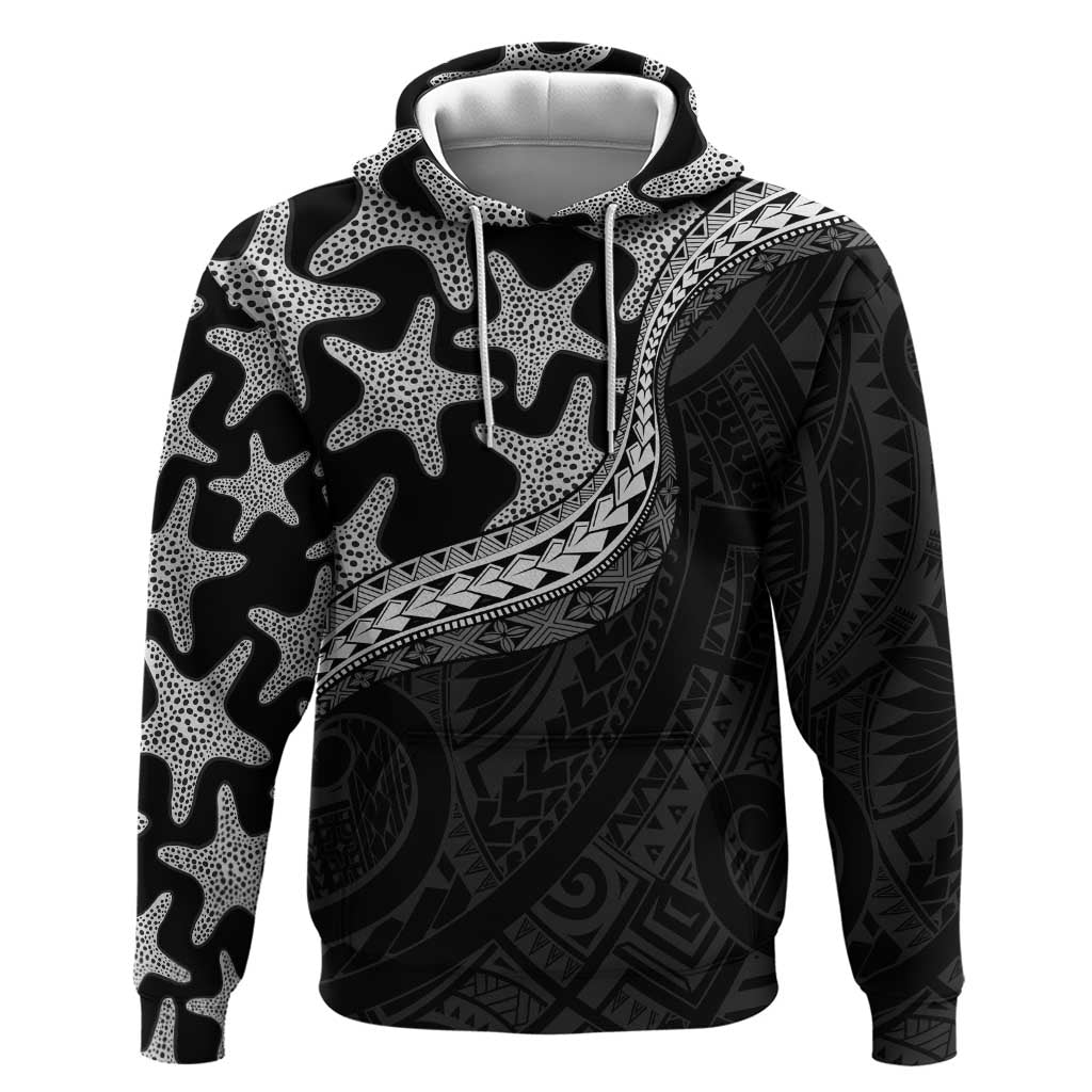 Monotone Polynesian Starfish Unique Pattern Zip Hoodie LT01 Pullover Hoodie Black - Polynesian Pride