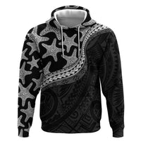 Monotone Polynesian Starfish Unique Pattern Zip Hoodie LT01 Pullover Hoodie Black - Polynesian Pride