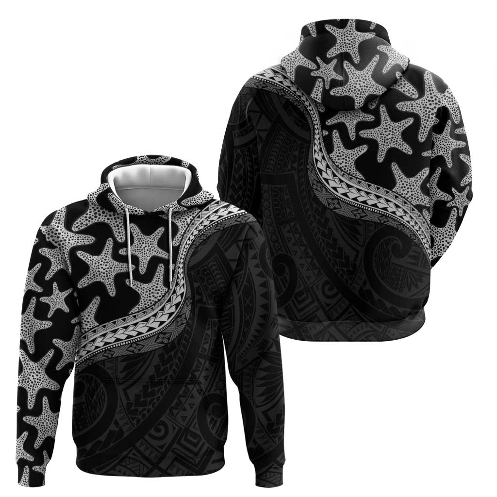 Monotone Polynesian Starfish Unique Pattern Zip Hoodie LT01 - Polynesian Pride