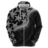 Monotone Polynesian Starfish Unique Pattern Zip Hoodie LT01 - Polynesian Pride