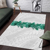Hawaii Tropical Leaves Area Rug Polynesian Pattern LT01 White - Polynesian Pride