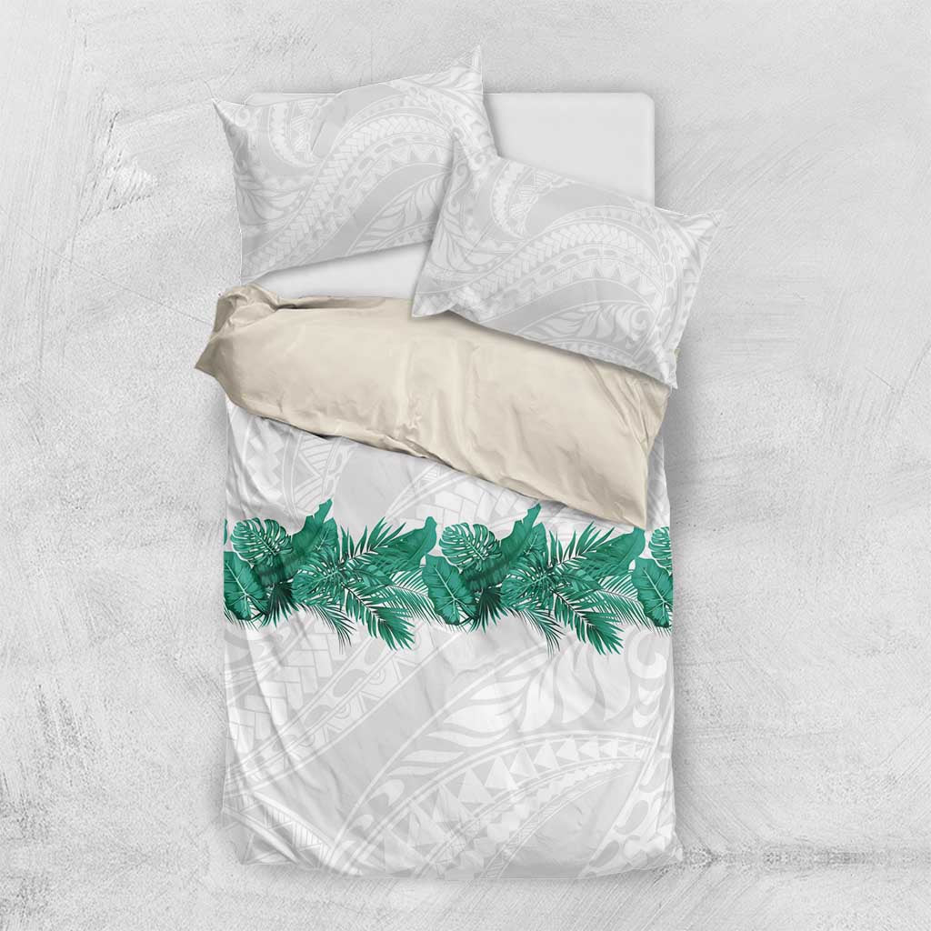 Hawaii Tropical Leaves Bedding Set Polynesian Pattern LT01 US Twin 172cm x 218cm White - Polynesian Pride