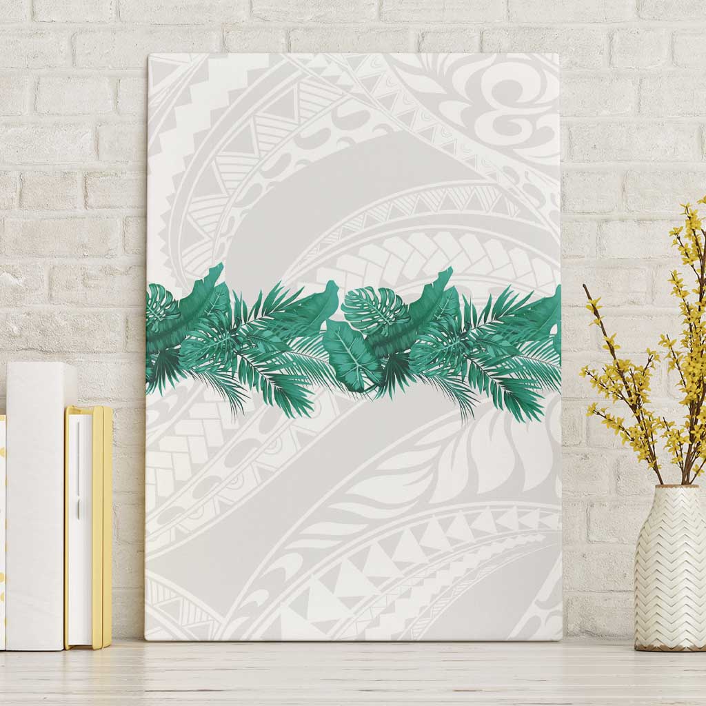 Hawaii Tropical Leaves Canvas Wall Art Polynesian Pattern LT01 Without Frame White - Polynesian Pride
