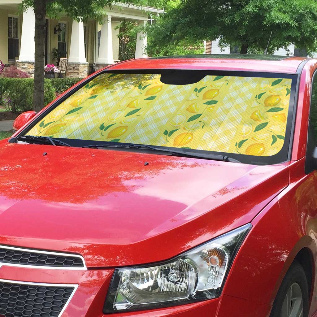 Hawaii Lemon Palaka Auto Sun Shade Striped Stylized LT01 - Polynesian Pride