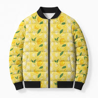 Hawaii Lemon Palaka Bomber Puffer Jacket Striped Stylized LT01 Unisex Yellow - Polynesian Pride