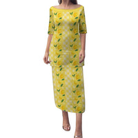 Hawaii Lemon Palaka Puletasi Striped Stylized LT01 Long Dress Yellow - Polynesian Pride